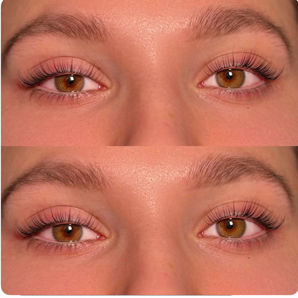 Ламинирование верхних и нижних ресниц + коррекция бровей
