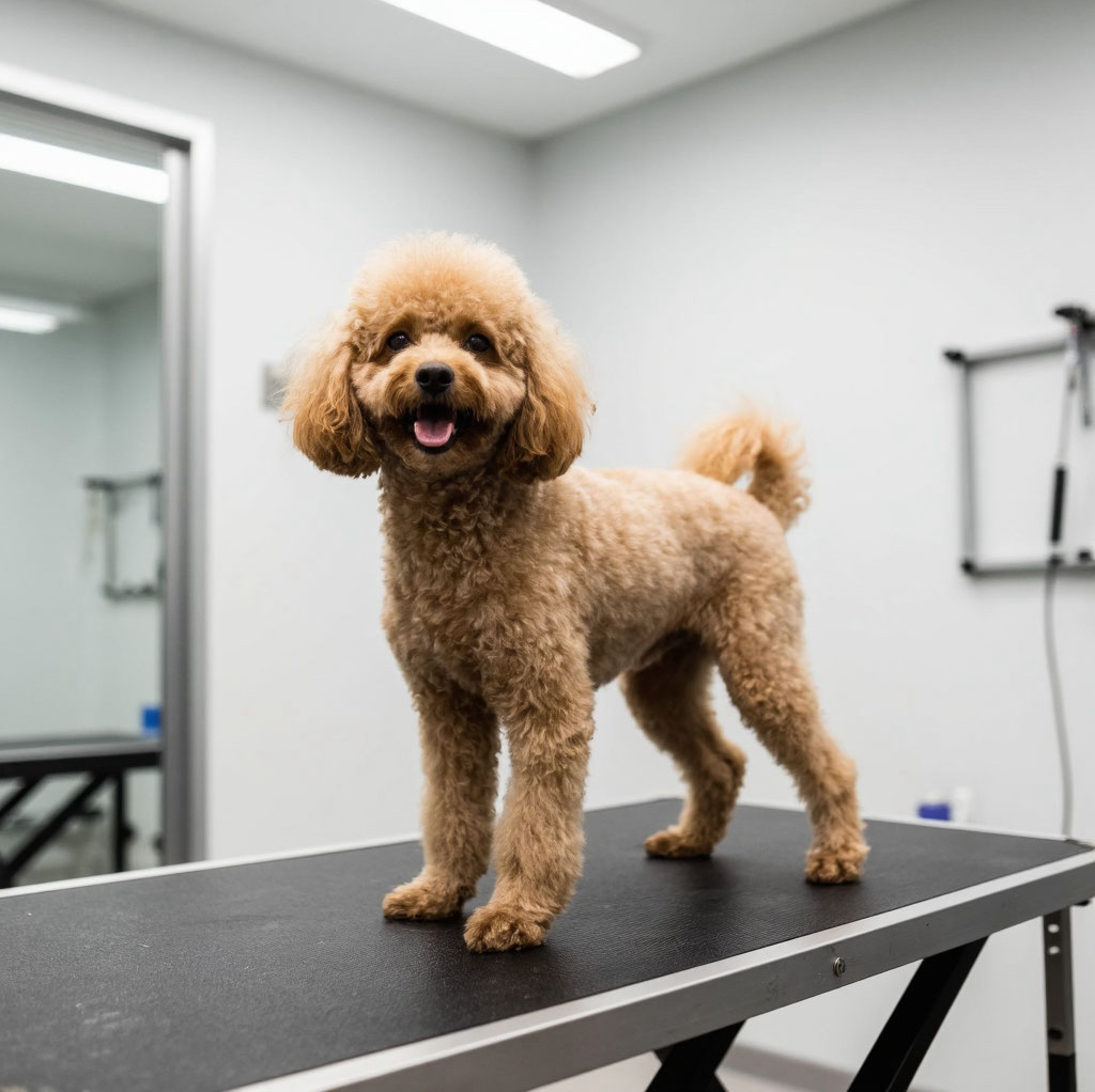 Пудель до 45 см  комплекс услуг ( стрижка модерн, скандинавский лев)