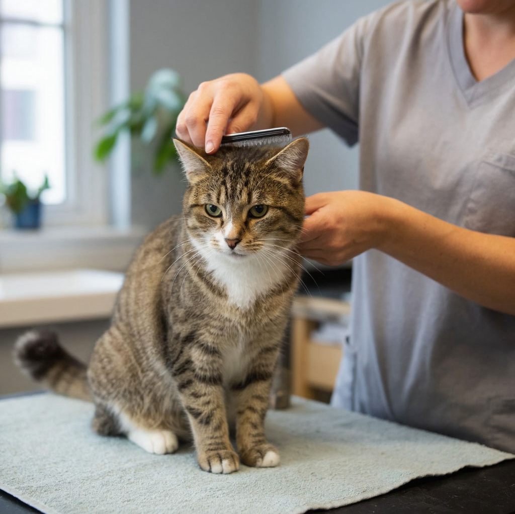 Кошка сухое вычесывание без мытья