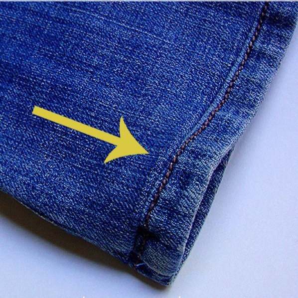 Подшить низ, джинсы с сохранением фабричного  шва