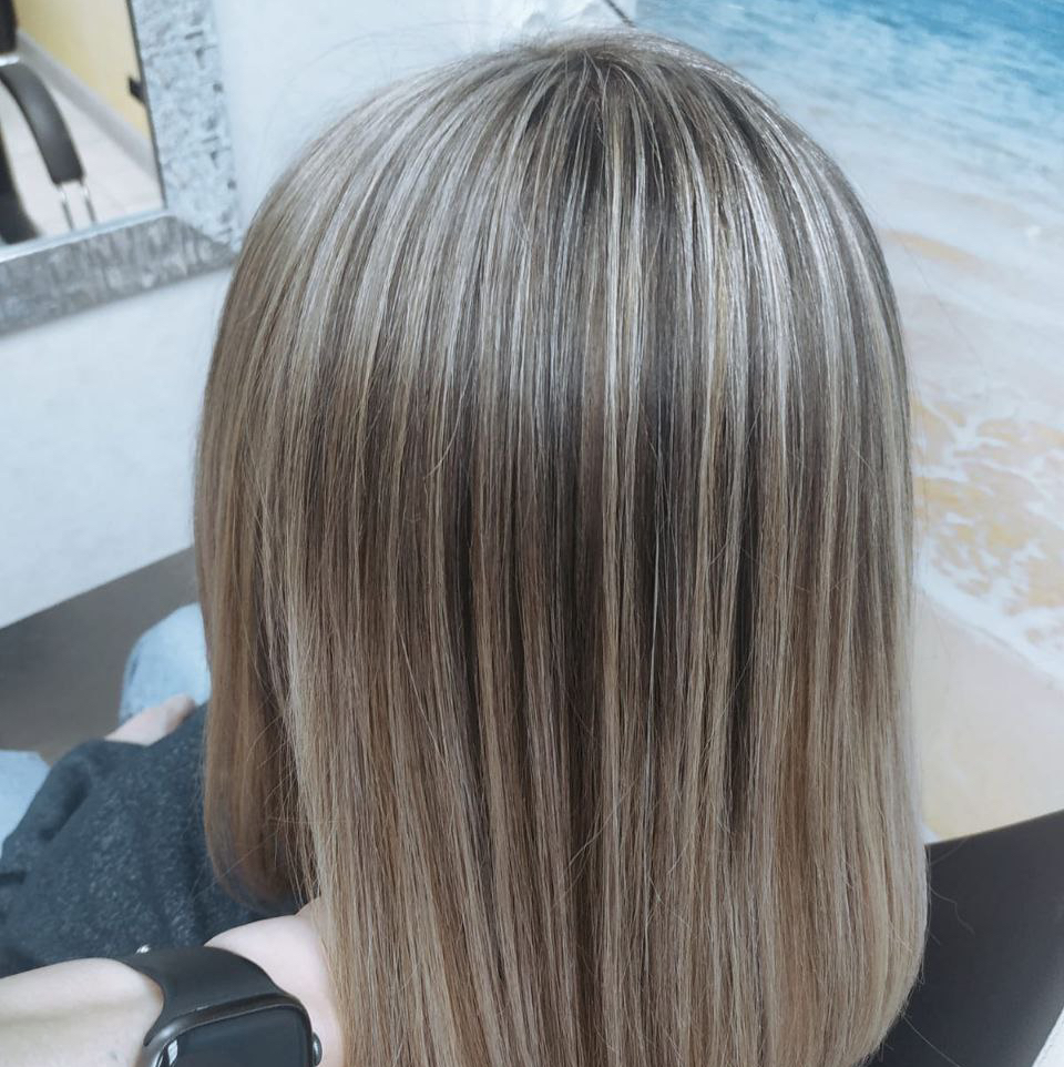 Мелирование прикорневое средние волосы