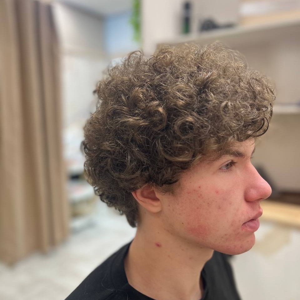 Стрижка мужская (на удлинённые волосы, кудрявые волосы)