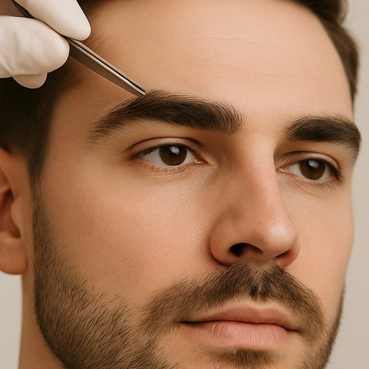 Коррекция бровей мужская ( воск, пинцет)