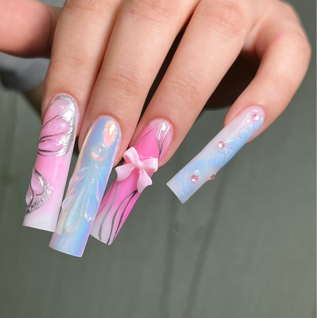 Наращивание ногтей + дизайн (экстремальная длина)