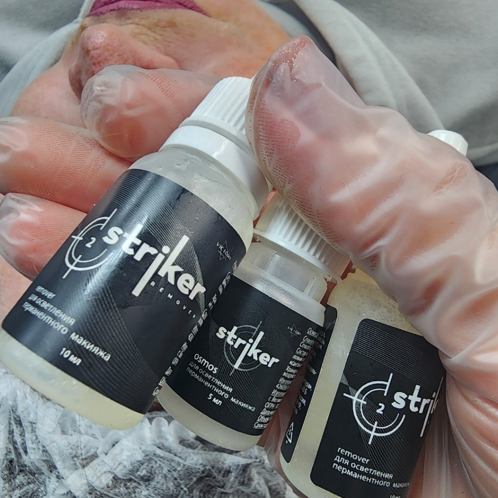 Осветление татуажа бровей Ремувером (цветокоррекция)