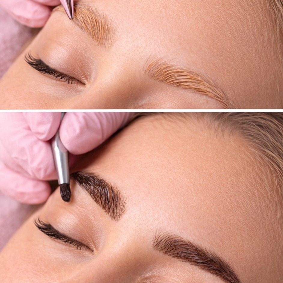 Осветление + коррекция + окрашивание бровей