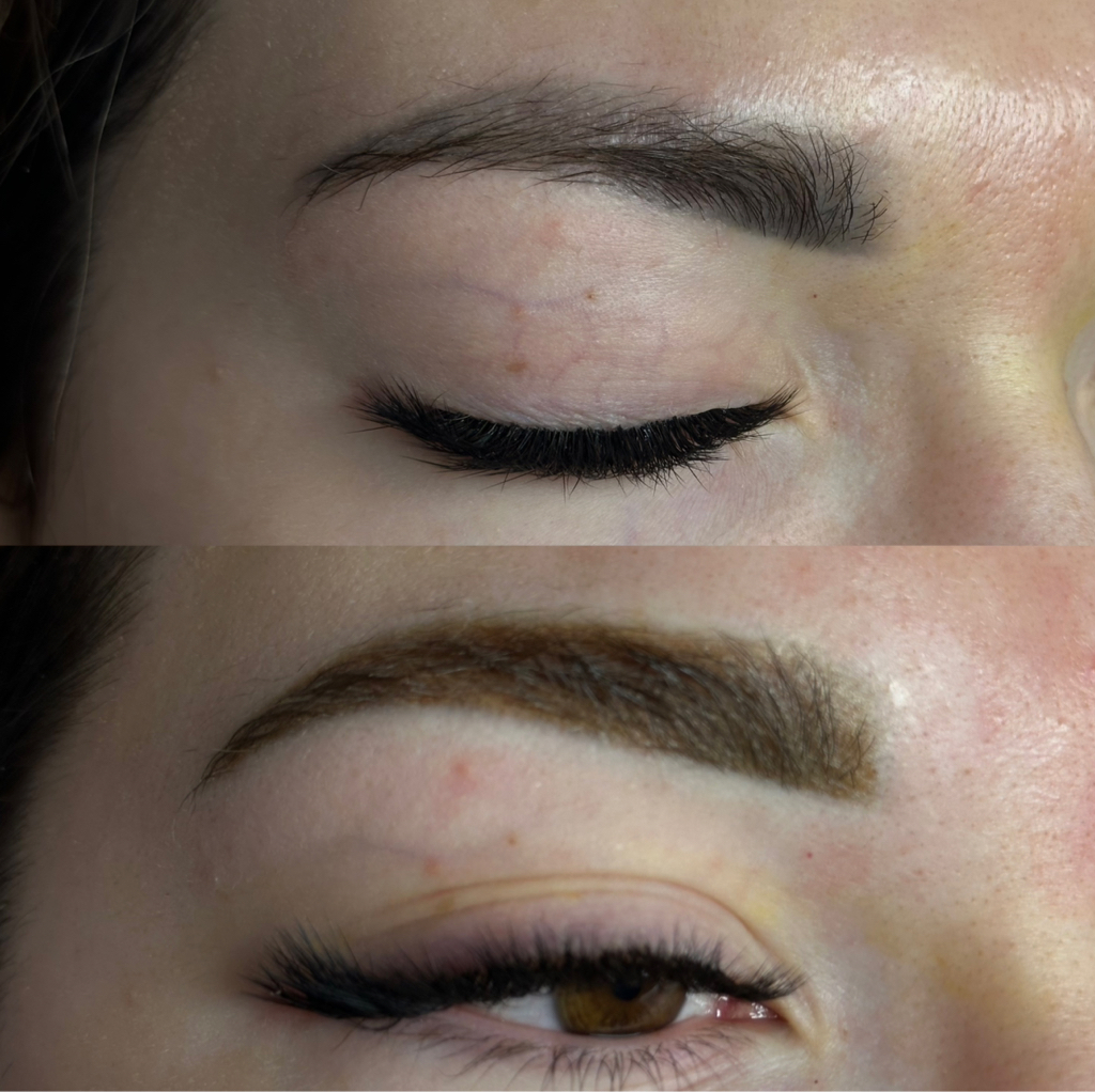 Исправление бровей корректором цвета