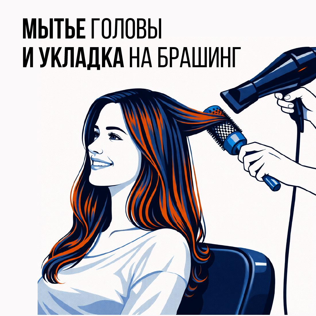 Мытьё и укладка на брашинг (короткие волосы)