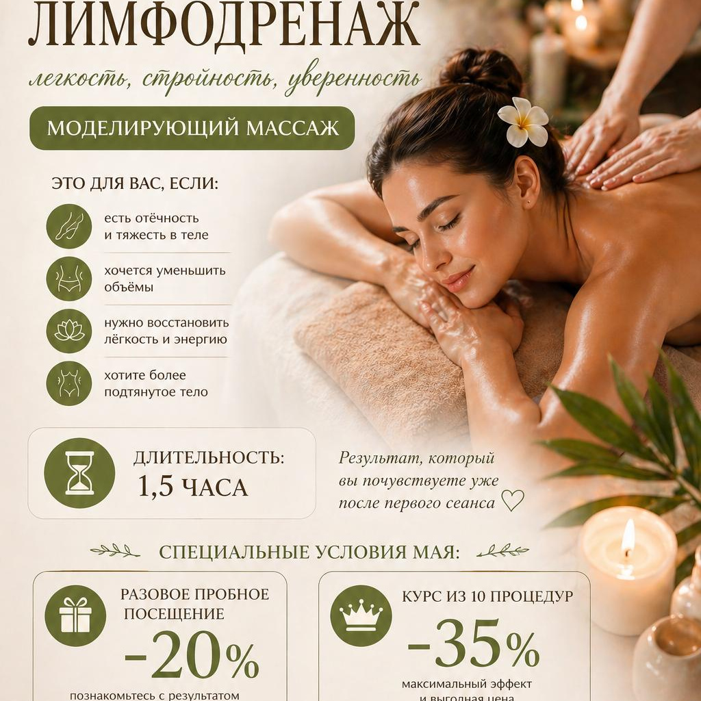 МОДЕЛИРУЮЩИЙ МАССАЖ «ЛИМФОДРЕНАЖ»