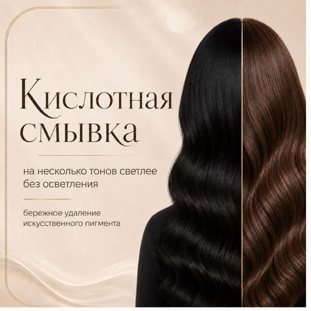Кислотная смывка на 2-3 тона без осветления | длинный волос ниже лопаток
