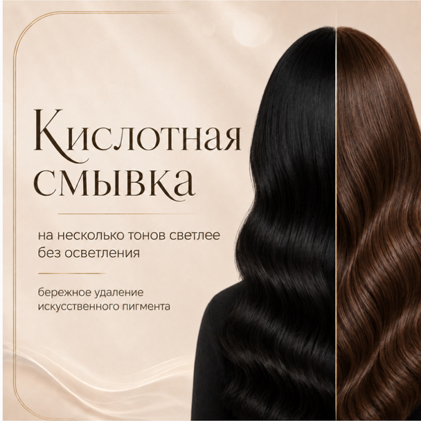 Кислотная смывка на 2-3 тона без осветления | средний волос до плеч