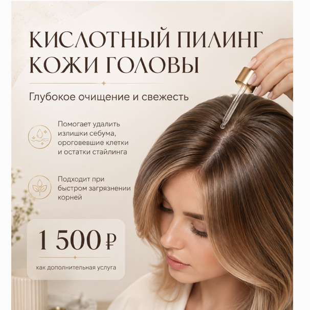 Кислотный пилинг кожи головы | глубокое очищение